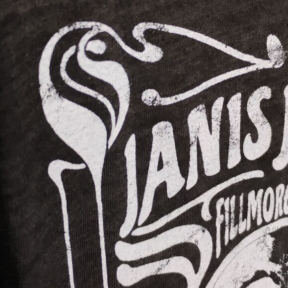 Janis Joplin Top Oversized Size Small Gray with White Iron on Graphics - Picture 7 of 10